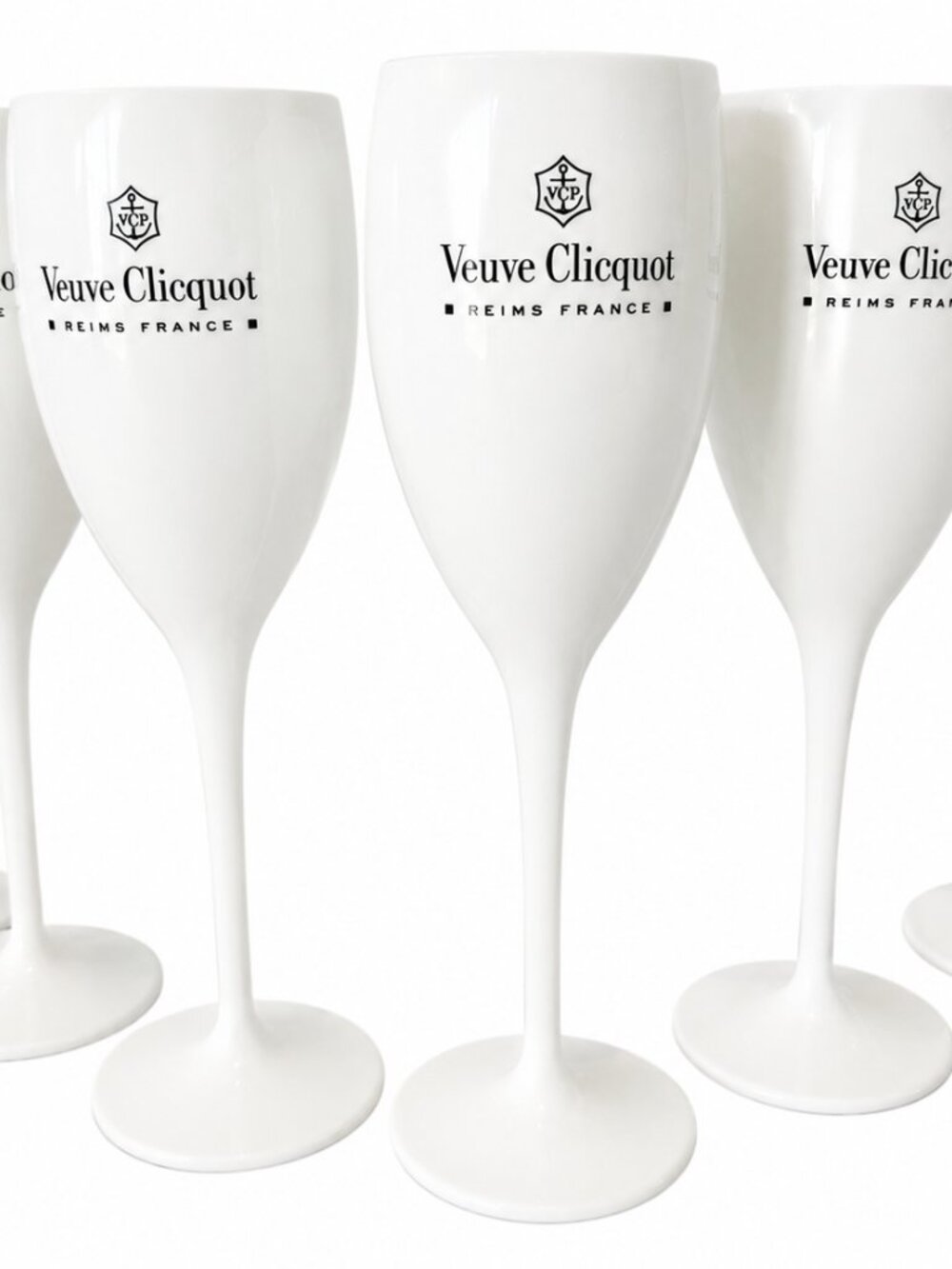 Veuve Clicquot Bachelorette White Acrylic Champagne Flutes x 6 New
